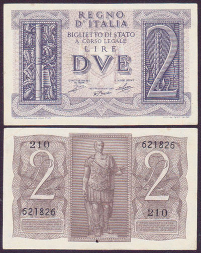 1939 Italy 2 Lire (aUnc) L001517